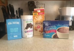 Ingredients for making high protein hot chocolate