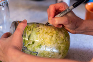 Laura J. Smart making sauerkraut